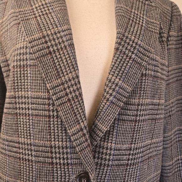 Sag Harbor Womans Wool Blend Career Lined Blazer Gray Tweed Size 8 - Picture 4 of 7